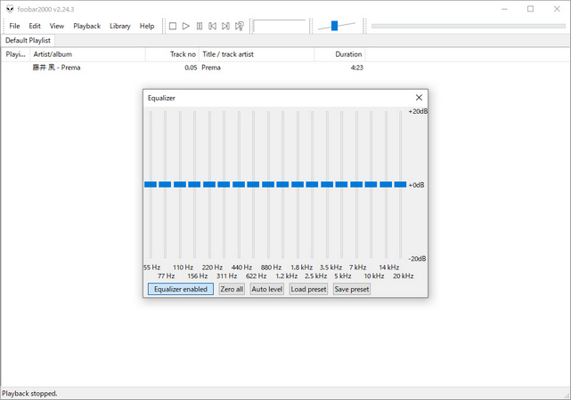 foobar2000のイコライザーでYouTube Musicの音楽を聴く方法2