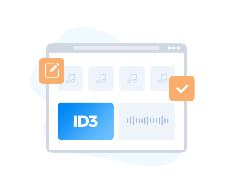曲名・アーティスト名・アルバム情報などのID3タグを保持